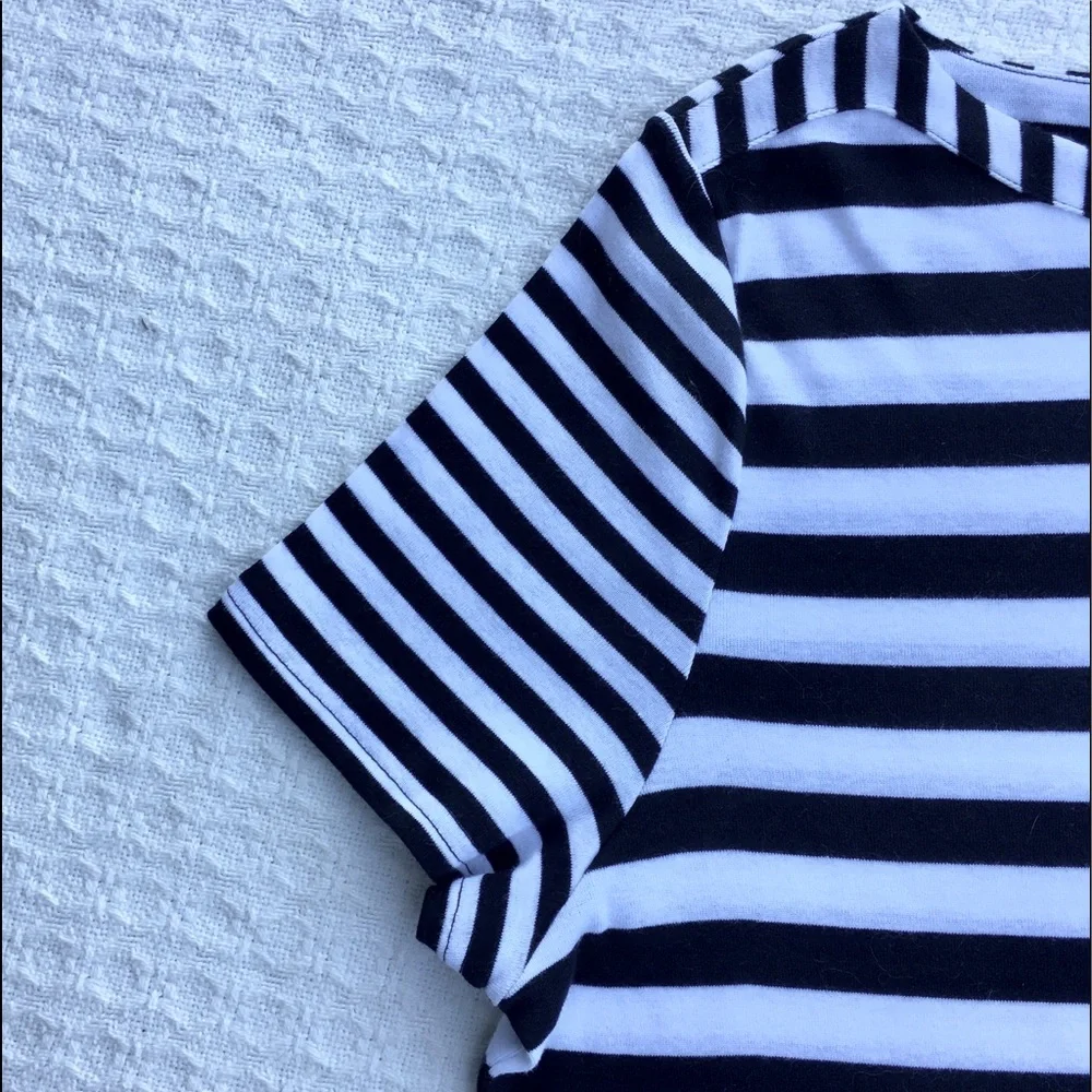 CHAPS NAVY and WHITE STRIPED BOATNECK TEE SHIRT